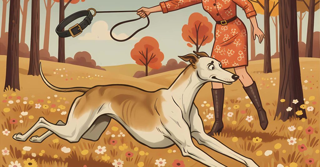 Cane scappa in una foresta in autunno