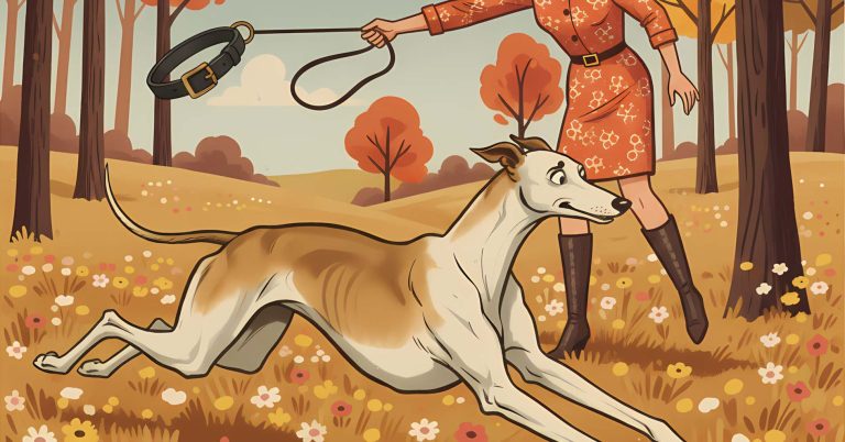 Cane scappa in una foresta in autunno